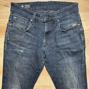 G Star RAW Jeans Men 29x32 Indigo Blue Revend‎ Super Slim Stretch Denim Distress